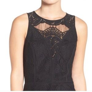 Adelyn Rae Black Lace High Low Fitted  Dress